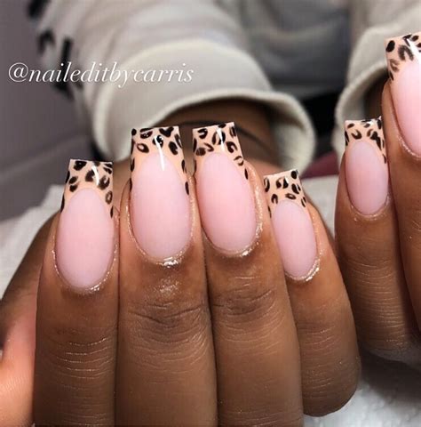 leopard print tips nails